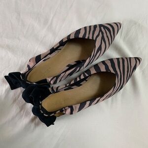 Shoe The Bear Karine Slingback Flats Animal‎ Print & Bow Size US 7 (38 European)